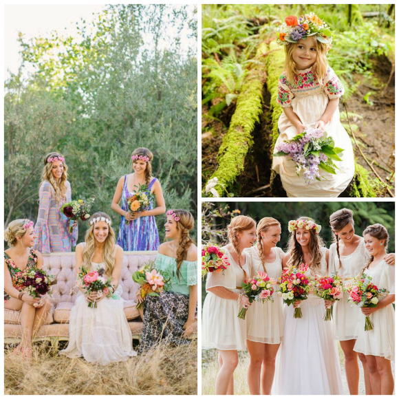 Boho bridesmaids for the Haute Hippy wedding look