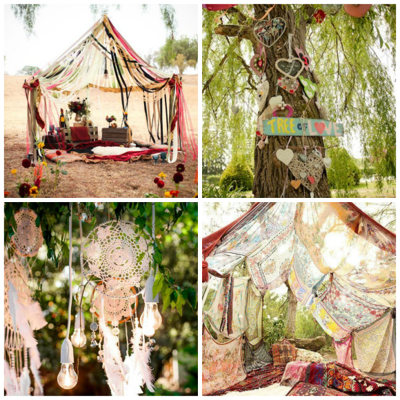 Haute hippy wedding tents and trees
