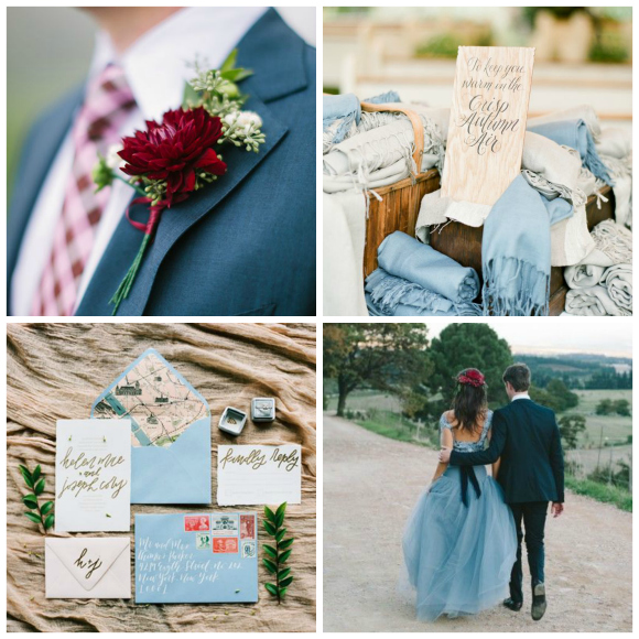Autumnal elegance – a cranberry & dusty blue wedding theme