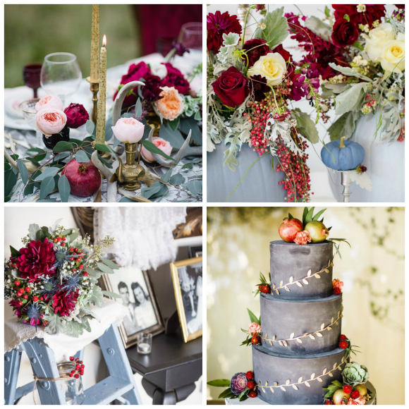 Autumnal elegance – a cranberry & dusty blue wedding theme